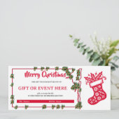 Frohe Jolly-Weihnachtsstrumpf-Geschenkgutschein (Stehend Vorderseite)