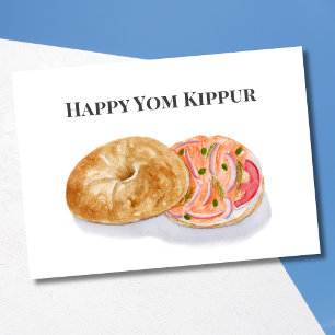 Frohe Jom Kippur-Aquarell-Bagels Räucherlachs  Karte