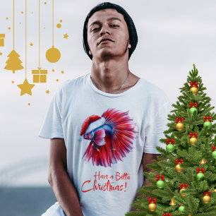 Frohe Kampffisch-Weihnachten Lustiger Weihnachtsma T-Shirt