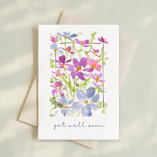 Frohe Karte mit Wasserfarben-Wildblumen zur Genesu