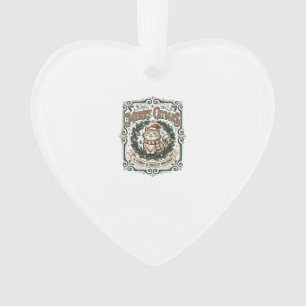Frohe Katmas Katze Weihnachten Vintage Vektor Kuns Ornament