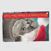 Frohe Katmas und ein glückliches Mew Jahr! Golfhandtuch (Horizontal)