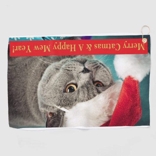 Frohe Katmas und ein glückliches Mew Jahr! Golfhandtuch (Horizontal)