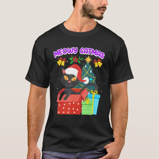 Frohe Katz Weihnachten T-Shirt (Vorderseite)