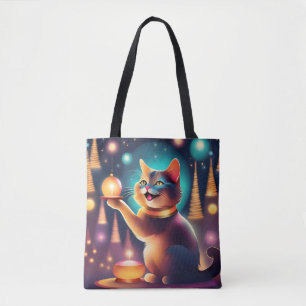 Frohe Katze feiert Weihnachten, Tasche