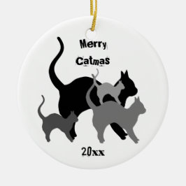 Frohe Katzen Keramik Ornament
