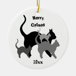 Frohe Katzen Keramik Ornament