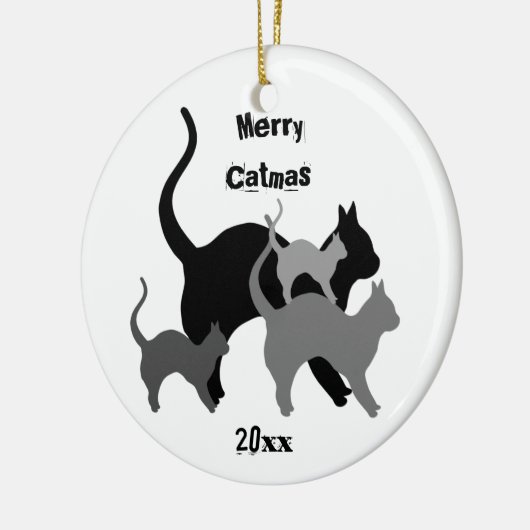 Frohe Katzen Keramik Ornament (Links)
