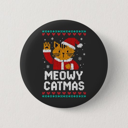 Frohe Katzenweihnacht Button (Vorderseite)