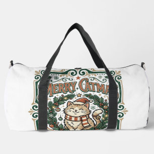 Frohe Katzenweihnacht Katze Weihnachten Vintage Ve Duffle Bag