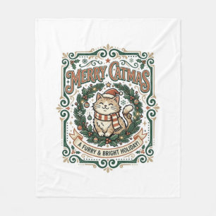 Frohe Katzenweihnacht Katze Weihnachten Vintage Ve Fleecedecke