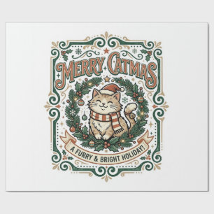 Frohe Katzenweihnacht Katze Weihnachten Vintage Ve Geschenkpapier