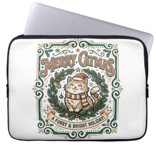 Frohe Katzenweihnacht Katze Weihnachten Vintage Ve Laptopschutzhülle