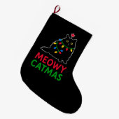 Frohe Katzenweihnachten Großer Weihnachtsstrumpf (Vorderansicht (hängend))