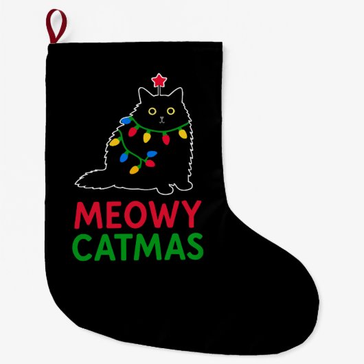 Frohe Katzenweihnachten Großer Weihnachtsstrumpf (Vorderseite)