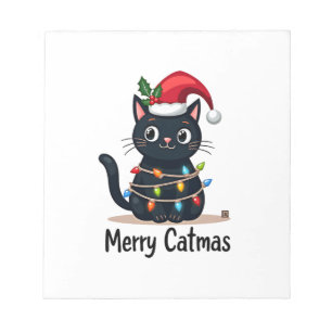 Frohe Katzenweihnachten Schwarze Katze Weihnachtsl Notizblock