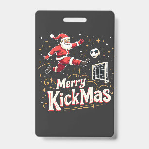 Frohe Kickmas Lustiger Weihnachtsmann Fußballfans Ausweis