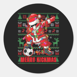 Frohe Kickmas Weihnachten Fußball Byll Hässlicher Runder Aufkleber
