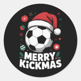 Frohe Kickmas Weihnachten Santa Fußball Ll Grafik Runder Aufkleber