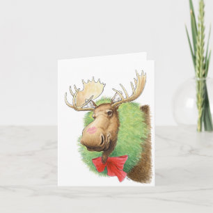 Frohe Kissmoose! Moose Christmas Card Karte