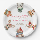 Frohe kleine Babydusche Weihnachtswald Tier Pappteller (Vorderseite)