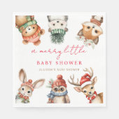 Frohe kleine Babydusche Weihnachtswald Tier Serviette (Vorderseite)