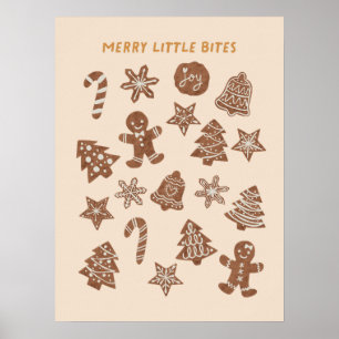 Frohe kleine Bites Weihnachtskekse Gelb Poster