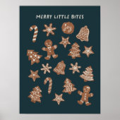 Frohe kleine Bites Weihnachtskekse Grün Poster (Vorne)
