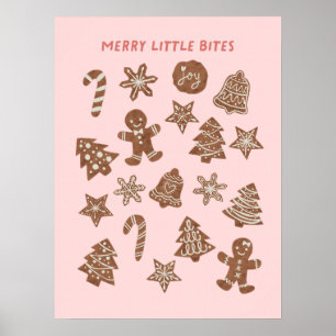 Frohe kleine Bites Weihnachtskekse Pink Poster