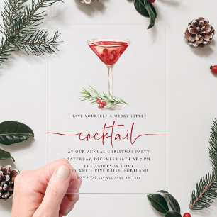 Frohe kleine Cocktail Martini Weihnachtsfeier Acryleinladungen