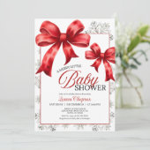 Frohe kleine Snowy Winter Baby Dusche Einladung (Stehend Vorderseite)