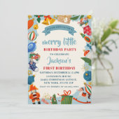 Frohe kleine Weihnachten 1. Geburtstag Einladung (Stehend Vorderseite)