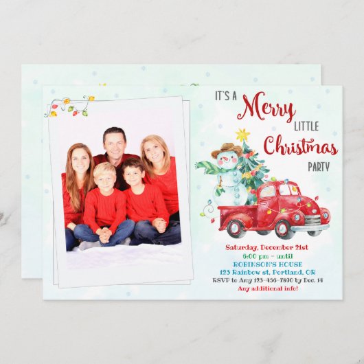 Frohe kleine Weihnachten Einladung Weihnachten Par (Vorne/Hinten)