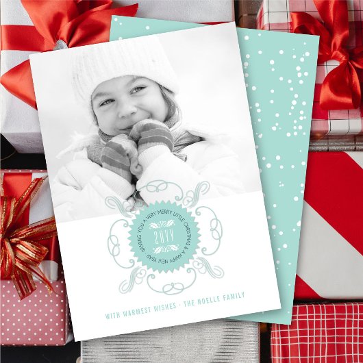 Frohe kleine Weihnachten Glück Neujahr Siegel Foto