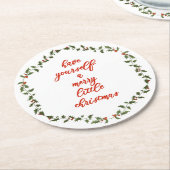 Frohe kleine Weihnachten Holly Wreath Paper Unters Runder Pappuntersetzer (Angewinkelt)