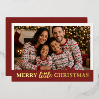 Frohe kleine Weihnachten Personalisiertes Foto und Folien Feiertagskarte