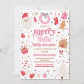 Frohe kleine Weihnachtsdusche rot und rosa Einladung (Vorderseite)