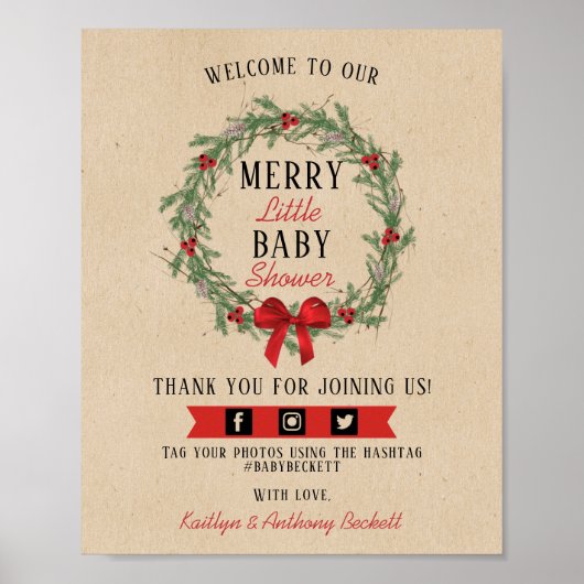 Frohe kleine Weihnachtsdusche Willkommen Poster (Vorne)