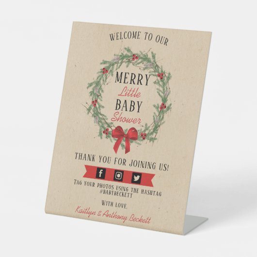 Frohe kleine Weihnachtsdusche Willkommen Sockelschild (Vorderseite)