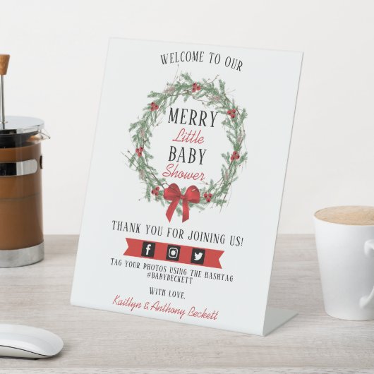 Frohe kleine Weihnachtsdusche Willkommen Sockelschild (In SItu)