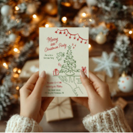 Frohe kleine Weihnachtsfeier Hand gezogen Ankündigung