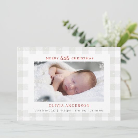 Frohe kleine Weihnachtsfoto Collage Holiday Birth Ankündigung (Stehend Vorderseite)