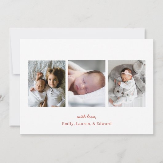 Frohe kleine Weihnachtsfoto Collage Holiday Birth Ankündigung (Rückseite)