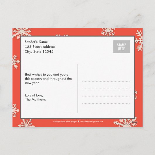 Frohe kleine Weihnachtskarte Feiertagspostkarte (Rückseite)