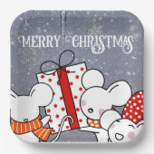 Frohe kleine Weihnachtsmäuse Pappteller (Vorderseite)