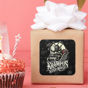 Frohe Krampus-Weihnachten Krampus-Schlittenfahrten Quadratischer Aufkleber