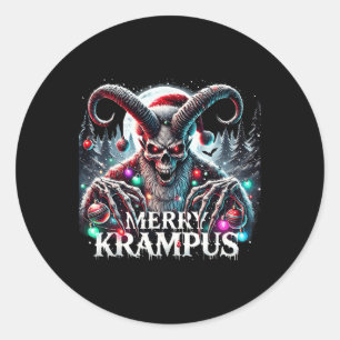 Frohe Krampus Weihnachtskrampus kommt in die Stadt Runder Aufkleber