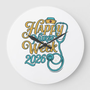 Frohe Krankenpflegerwoche 2026 Stethoskop-Shirt-De Große Wanduhr