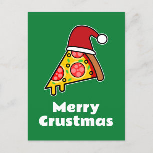 Frohe Krustenweihnachten LUSTIGES PIZZASTÜCK WEIHN Postkarte