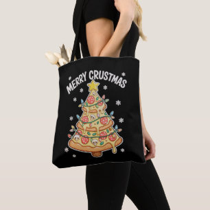 Frohe Krustmas Pizza Weihnachten Xmas Baum Feierta Tasche